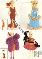 Knitting pattern copy 1106.   Dolls clothes outfits for Barbie Sindy etc.