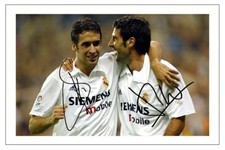 RAUL & LUIS FIGO REAL MADRID SIGNED PHOTO PRINT AUTOGRAPH SOCCER