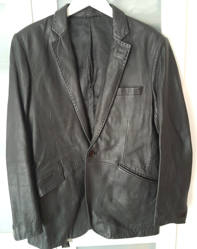 Men genuine leather blazer - men's,