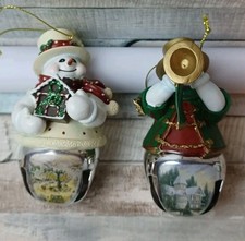Thomas kinkade snow bell holidays ornament set 3 bradford exchange