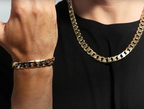 Men 9ct gold curb set - &,