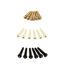 6 x Acoustic Guitar Bridge Pins -String End Pegs-Plastic Black or Ivory or Brass