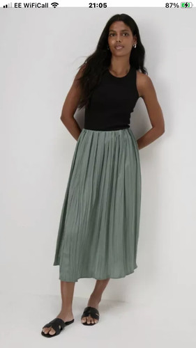 Ladies green pleated midi - pleated,