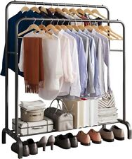 Heavy Duty Clothes Rack Double Rail 120Kg Load Sturdy with shelf or shoe rack