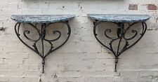 Pair of Unique, Hand Made, Wrought Iron & Marble Console Tables