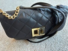 Calvin Klein CK  – Black Soft Quilted Leather Crossbody Evening Party Bag