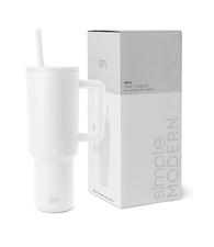 Simple Modern 40 oz Insulated Travel Mug Ergonomic Handle & Straw - Winter White