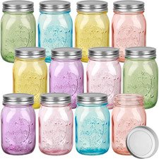 12 Pcs 16 Oz Colored Mason