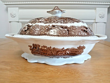 Wedgwood Oval Covered Vegetable English Scenic Brown (Scalloped) by Adams China