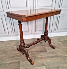 Antique Victorian Wooden Turned Stretcher Library Writing Table Console Desk