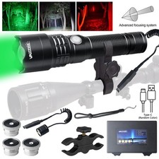 4in1 LED Flashlight Torch Zoom Hunting Red Green Lamp 395nm UV Light Scope Mount