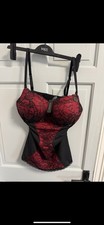 Ann summer Red and black lace corset top cami suspender BNWT