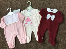 Bundle of newborn baby girls warm winter clothes outfit x 2 size NB 0-3 months 