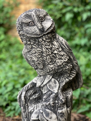 Stone owl sculpture concrete - owl,