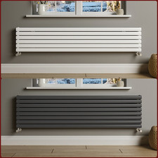 Designer Horizontal Radiator Oval Column Central Heating Double Panel Rads UK