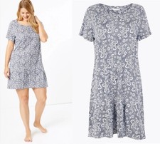 Ladies Short Sleeve Floral Print Nightshirt Nightdress Nighty 10 12 14 16 18 20