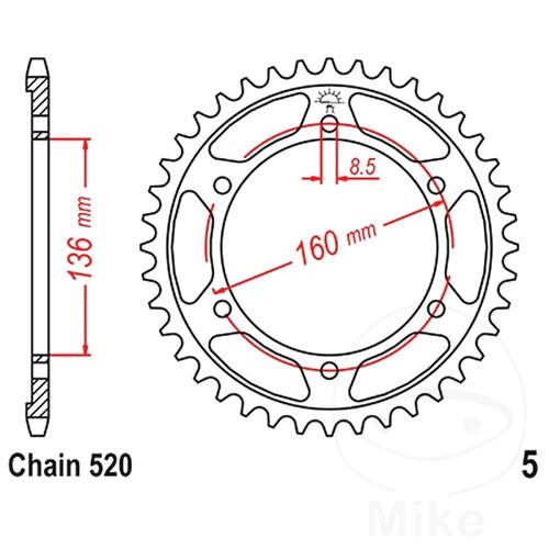 Rear sprocket tooth 520 - jt,