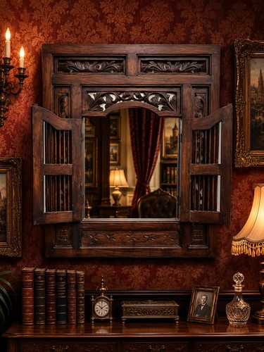 Rare antique wall mirror - wall,