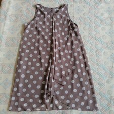 Wallis Taupe White Polka Spot Dress Wrap Style Loose Layers Shift UK 16 Occasion