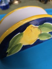Vintage Napkin Holder Ceramic Italian Hand Painted Lemon Design ? 