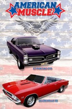 AMERICAN MUSCLE CARS POSTER 67 Pontiac GTO - 66 Chevelle SS HOT NEW 20x30 