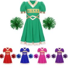 UK Girls Cheer Leader Outfit Invisible Zipper Cheerleading Dance Set Tassel