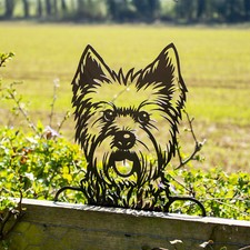 Peeking West Highland Terrier Fence Topper Black Metal Dog Silhouette Garden Dec