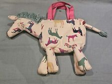 Little Joules White Patterned Padded Kids Donkey Horse Shaped Fabric Tote Bag GC
