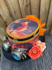 Unique Black Orange Red Steampunk Hot Air Balloon Top Hat goggles 57cm  (26)