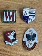 4 x WI Womens Institute Badges Bedfordshire, Bucks and For Home& Country 