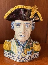 Rare 19th C Hand Painted Faience Portrait Jug Admiral Nelson