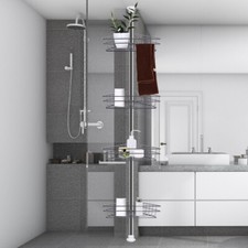 Bathroom Telescopic Shower Caddy 4 Tier Storage Rack Tidy Organizer Corner Shelf