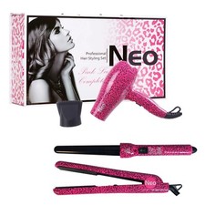 NEO CHOICE 3pc Styling Set Hair Straightener + Curling Iron + Mini Hair Dryer