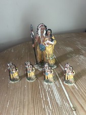Western Indian Chief And Family Figurines With Hooks Originally A Wind Chime