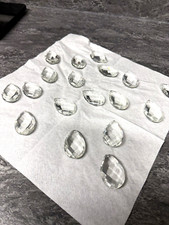 15 x 2” LARGE Faceted Crystal Glass Cut Drops Prisms-ceiling lights/trees/crafts