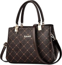 Women's Brown Handbag Shoulder Bag Elegant Maple Leaf Top Handle Bag PU Leather