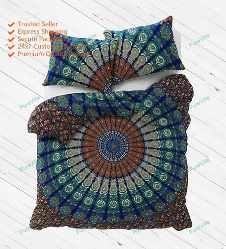 Indian floral duvet cover set - duvet,