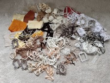 Job Lot Of Cream and Brown Ribbon, Trim, Bows, Lace And Fabric, Some Silk.
