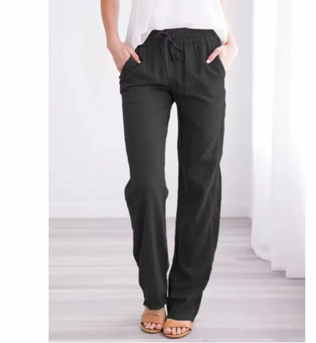Women cotton linen trousers - cotton,