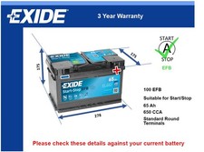 EFB Car Battery fits FORD
