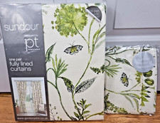 Sundour Grove Fennel Fully Lined Pencil Pleat Curtains 117 x 137cm + Tie Backs