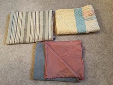 3 x Vintage cot pram blankets. Wool. Damaged. Crafts. Fabric