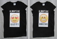 Black Two Way Sequin T.Shirt (12-13) Emoji love heart happy amazing top reversib