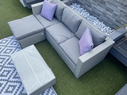Rattan garden furniture set - garden,