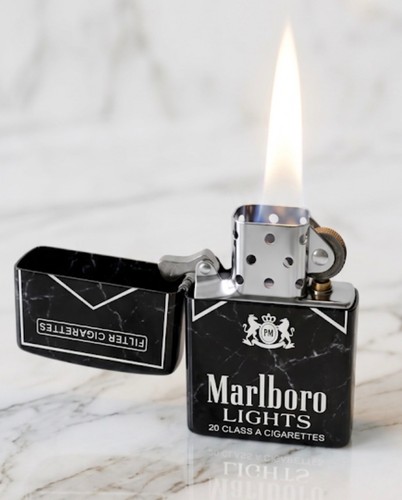 Black marlboro metal lighter - black,