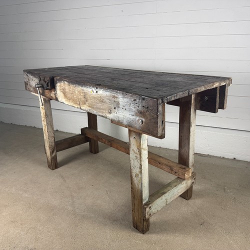 Vintage wooden workbench with - vintage,
