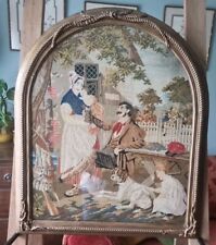Stunning Antique Gilded Gesso Arched Frame with Family Tapestry