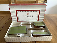 Vintage Vanity Set Regent of London Decorative Green & Silver Boxed 1950's