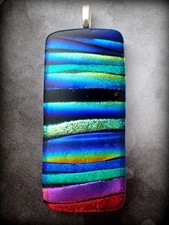 Dichroic Glass Pendant Northern Lights Aurora Rainbow Glow Fused Glass Art