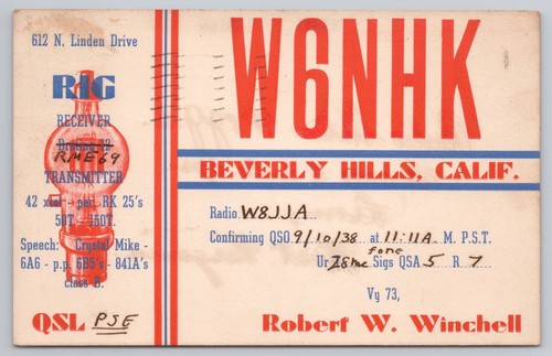 Qsl card w6nhk beverly hills - w6nhk,